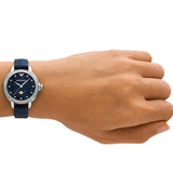 Emporio Armani Mia Moonphase Blue Dial Blue Leather Strap Watch for Women - AR11629 Authentic Buy Shop Now