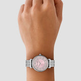 Emporio Armani Gianni T-Bar Pink Dial Silver Steel Strap Watch for Women - AR11686 Authentic Buy Shop Now