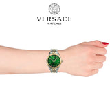 Versace Hellenyium Quartz Green Dial Two Tone Steel Strap Watch for Women - VEHU00420 Authentic Buy Shop Now