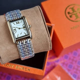 Tory Burch Eleanor White Dial Tri Tone Steel Strap Watch for Women - TBW1078 Authentic Buy Shop Now