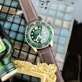 Citizen Mechanical Automatic Green Dial Brown Leather Strap Watch for Men - NJ0173-18X Authentic Buy Shop Now