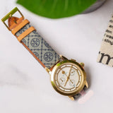 Tory Burch Classic Chronograph White Dial Grey Nylon Strap Watch for Women - TBW1035 Authentic Buy Shop Now