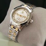 Tory Burch Classic Chronograph White Dial Two Tone Steel Strap Watch for Women - TBW1034 Authentic Buy Shop Now
