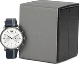 Emporio Armani Aviator Silver Dial Two Tone Leather Strap Watch for Men - AR11202 Authentic Buy Shop Now
