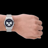 Emporio Armani Antonio Chronograph Blue Dial Silver Steel Strap Watch for Men - AR11582 Authentic Buy Shop Now