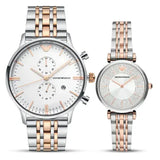Emporio Armani Gianni T Bar Silver Dial Two Tone Steel Strap Watch for Women - AR11537 Authentic Buy Shop Now