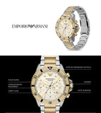 Emporio Armani World Explorer Chronograph Cream Dial Two Tone Steel Strap Watch for Men - AR11606 Authentic Buy Shop Now