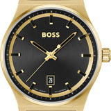 Hugo Boss Candor Black Dial Gold Steel Strap Watch for Men - 1514077 Authentic Buy Shop Now