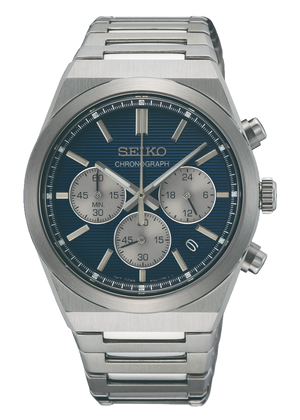 Seiko Conceptual Chronograph Blue Dial Silver Steel Strap Watch for Men- SSB453P1