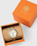 Tory Burch Collins White Dial Two Tone Steel Strap Watch for Women - TBW1306 Authentic Buy Shop Now