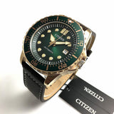 Citizen Mechanical Automatic Green Dial Brown Leather Strap Watch for Men - NJ0173-18X Authentic Buy Shop Now