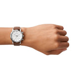 Emporio Armani Luigi Chronograph Silver Dial Brown Leather Strap Watch for Men - AR1846 Authentic Buy Shop Now