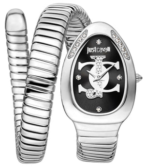 Just Cavalli Glam Evo 5 Black Dial Silver Steel Strap Watch for Women - JC1L227M0025 Authentic Buy Shop Now