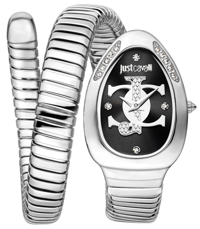 Just Cavalli Glam Evo 5 Black Dial Silver Steel Strap Watch for Women - JC1L227M0025 Authentic Buy Shop Now