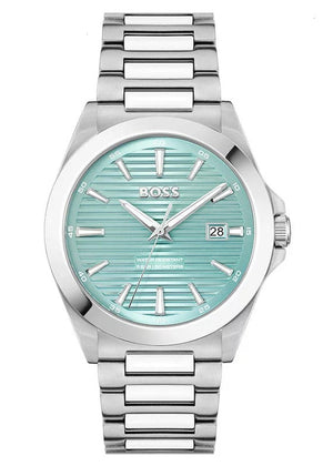Hugo Boss Strike Turquoise Blue Dial Silver Steel Strap Watch for Men - 1514171 Authentic Buy Shop Now