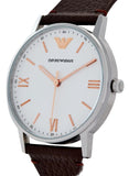 Emporio Armani Kappa Silver Dial Brown Leather Strap Watch for Men - AR11173 Authentic Buy Shop Now