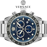 Versace Greca Dome Chronograph Blue Dial Silver Steel Strap Watch for Men - VE6K00323 Authentic Buy Shop Now