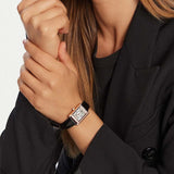 Emporio Armani Genni Silver Dial Black Leather Strap Watch for Women - AR11624 Authentic Buy Shop Now