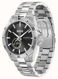 Hugo Boss Troper Chronograph Automatic Black Dial Silver Steel Strap Watch for Men - 1514202