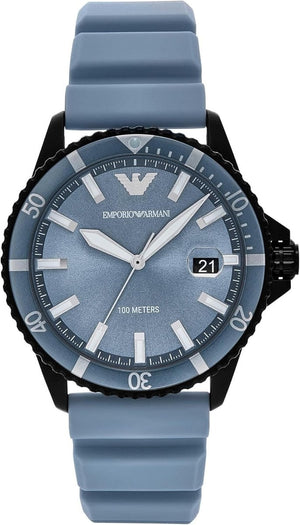 Emporio Armani Sea Explorer Divers Blue Dial Blue Silicone Strap Watch for Men - AR11685 Authentic Buy Shop Now