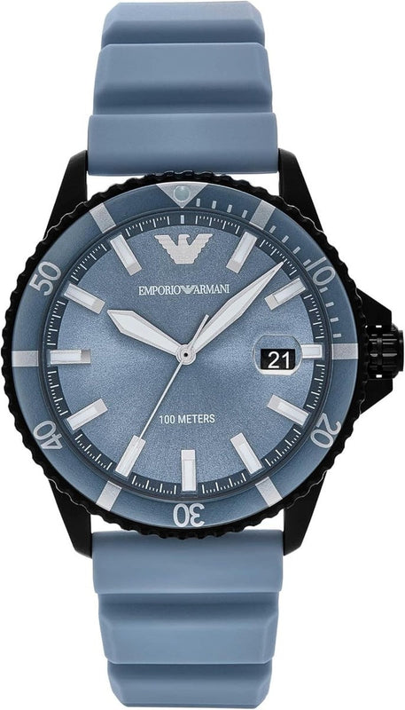 Emporio Armani Sea Explorer Divers Blue Dial Blue Silicone Strap Watch for Men - AR11685 Authentic Buy Shop Now