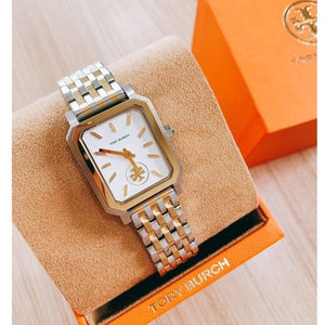 Tory Burch Robinson White Dial Two Tone Steel Strap Watch for Women - TBW1501 Authentic Buy Shop Now