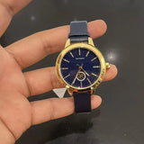 Tory Burch Collins Quartz Blue Dial Blue Leather Strap Watch for Women - TBW1203 Authentic Buy Shop Now