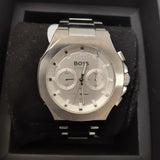 Hugo Boss Taper Chronograph White Dial Silver Steel Strap Watch for Men - 1514087