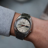 Seiko 5 Sports SNXS Series Automatic Beige Dial Silver Steel Strap Watch for Men - SRPK91K1 Authentic Buy Shop Now
