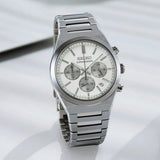 Seiko Conceptual Chronograph White Dial Silver Steel Strap Watch for Men - SSB451P1 Authentic Buy Shop Now