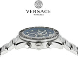 Versace Greca Dome Chronograph Blue Dial Silver Steel Strap Watch for Men - VE6K00323 Authentic Buy Shop Now