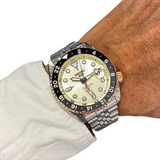 Seiko 5 GMT Sport Asia Exclusive Limited Edition Off White Dial Silver Steel Strap Watch for Men - SSK046K1 Authentic Buy Shop Now