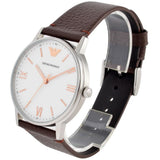Emporio Armani Kappa Silver Dial Brown Leather Strap Watch for Men - AR11173 Authentic Buy Shop Now