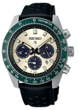 Seiko Prospex Speedtimer Solar Chronograph Ivory Dial Black Leather Strap Watch for Men - SSC943 Authentic Buy Shop Now