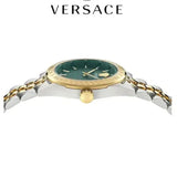 Versace V-Code Analog Green Dial Two Tone Steel Strap Watch for Women - VE8I00424 Authentic Buy Shop Now