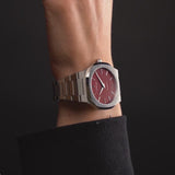 D1 Milano Ultra Thin Bordeaux Red Dial Silver Steel Strap Watch for Unisex - D1-UTBJ11 Authentic Buy Shop Now