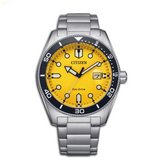Citizen Mechanical Automatic Yellow Dial Silver Steel Strap Watch for Men - NJ0170-83Z Authentic Buy Shop Now