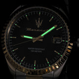 Maserati Competizione Black Dial Two Tone Steel Strap Watch for Men - R8853100042 Authentic Buy Shop Now