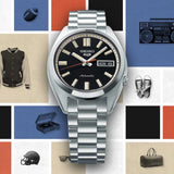 Seiko 5 Sports SNXS Series Automatic Black Dial Silver Steel Strap Watch for Men - SRPK89K1 Authentic Buy Shop Now