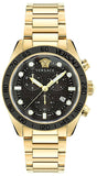 Versace Greca Dome Chronograph Black Dial Gold Steel Strap Watch for Men - VE6K00523 Authentic Buy Shop Now