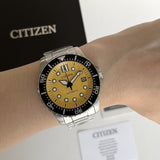 Citizen Mechanical Automatic Yellow Dial Silver Steel Strap Watch for Men - NJ0170-83Z Authentic Buy Shop Now