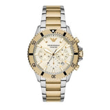 Emporio Armani World Explorer Chronograph Cream Dial Two Tone Steel Strap Watch for Men - AR11606 Authentic Buy Shop Now