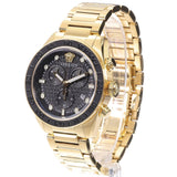 Versace Greca Dome Chronograph Black Dial Gold Steel Strap Watch for Men - VE6K00523 Authentic Buy Shop Now