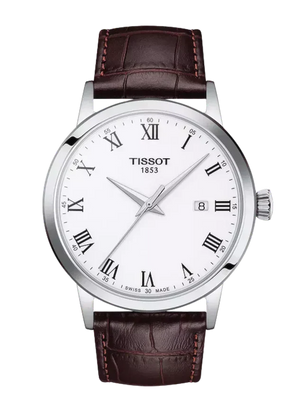 Tissot T Classic Dream Quartz White Dial Brown Leather Strap Watch for Men - T129.410.16.013.00 Authentic Buy Shop Now