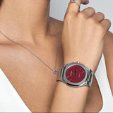 D1 Milano Ultra Thin Bordeaux Red Dial Silver Steel Strap Watch for Unisex - D1-UTBJ11 Authentic Buy Shop Now