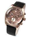Emporio Armani Classic Chronograph Brown Dial Brown Leather Strap Watch for Men - AR0371 Authentic Buy Shop Now