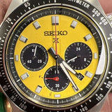 Seiko Prospex Speedtimer Solar Chronograph Yellow Dial Silver Steel Strap Watch for Men - SSC929 Authentic Buy Shop Now