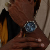 Hugo Boss Skytraveller Chronograph Blue Dial Brown Leather Strap Watch for Men - 1514194 Authentic Buy Shop Now