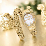 Just Cavalli Twined Mother of Pearl Dial Gold Steel Strap Watch for Women - JC1L305M0025 Authentic Buy Shop Now