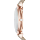 Emporio Armani Gianni T-Bar Silver Dial Beige Leather Strap Watch for Women - AR11111 Authentic Buy Shop Now